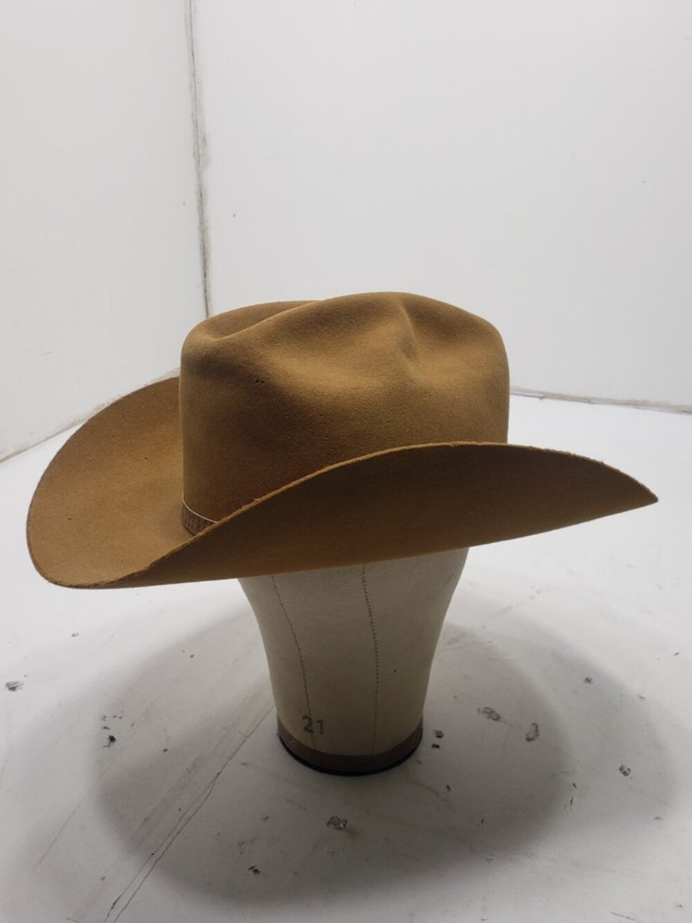 Vintage Steven’s Western 3X Beaver Cowboy Hat Tan N.W. Bendy Co Teague Texas
